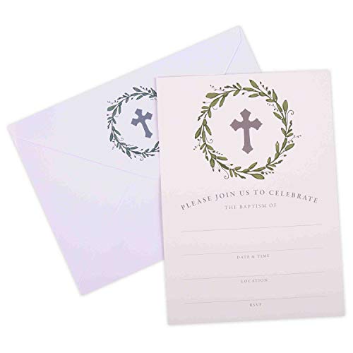 GSM Brands Invitations for Baptism (Religious Christening Theme) - 20 Cards with Envelopes