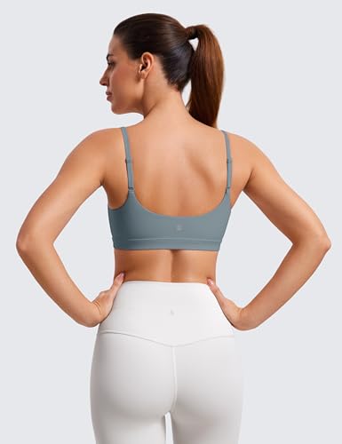 Image of CRZ YOGA Butterluxe Scoop Neck Sports Bras | Light Support, Removable Pads, Yoga, Extremely Soft, U Back, Adjustable Spaghetti Straps, for Women