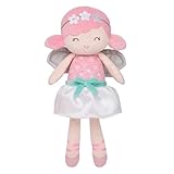 Large 15 inch Soft Baby Doll with Fairy Wings and Tulle Skirt, Flower and Satin Accents, Grace, Sparkle Pink