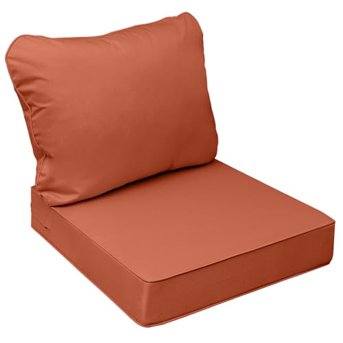 Image of AAAAAcessories Outdoor Seat Cushions for Chairs, Fade-Resistant, Waterproof Patio Furniture Replacement Cushions, 25.5 inch x 25.5 inch x 5 inch + 25.5 inch x 19 inch, Rust