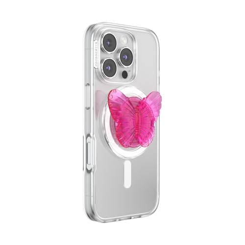Image of PopSockets Phone Grip for MagSafe, Magnetic Holder, Phone Stand, Butterfly - Molded Butterfly Magenta