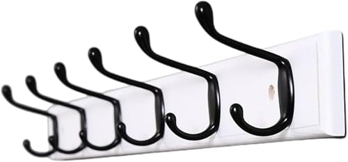 Yatome 壁掛けフック ウォールハンガー 長方形 洋服掛け コート掛け おしゃれ 天然木製 整理整頓 省スペース 服に優しい 傷防止 落下防止 高耐荷重 頑固 安定 シンプル 寝室 玄関 浴室 台所用収納家具 (B,8つのフック)