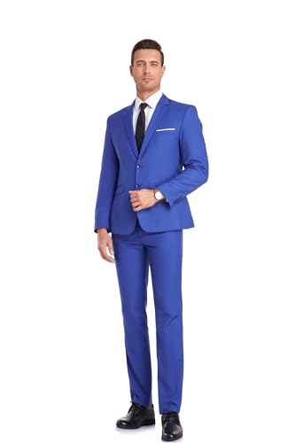 Mens 2 Piece Royal Blue Tuxedo Suit for Men Wedding Dress 2 Buttons Blazer Set Prom Homecoming Jacket Pants 2XL2