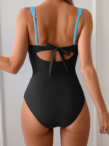 Image of B2prity Women's One Piece Swimsuits Tummy Control Bathing Suits Push Up Swim Suit Color Block Swimwear