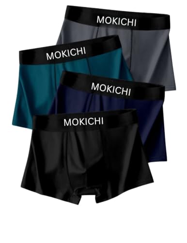 Image of Men's Ice Silk Boxer Briefs for Men Pack of 4 | Ultra Soft Breathable Stretch Trunks | Moisture Wicking Quick Dry Innerwear | Comfort Fit No Ride-Up Underwear Sports