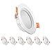 Spot Led Encastrable, Extra Plat, Encastré Lampe Plafonnier Plat Rond,6.5W 450 Lumen Equivalent 45W Incandescence, AC230V, Blanc Neutre 4000K, IP44, Pour Salle de Bain, Salon, Lot de 6