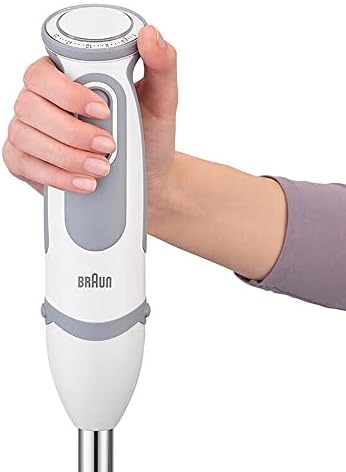 Braun blender ręczny MQ 5235WH blender ręczny MultiQuick 5 Vario blender ze stopką miksującą ze stali nierdzewnej, 1000 W, w zestawie 3-częściowy zestaw akcesoriów, biały/szary