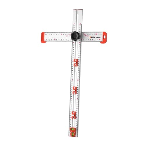 Woodworking T Square Ruler Multi Angle Measuring Tool Adjustable Drill Positioning Ruler for Installing Door Handles, 3 Sliders