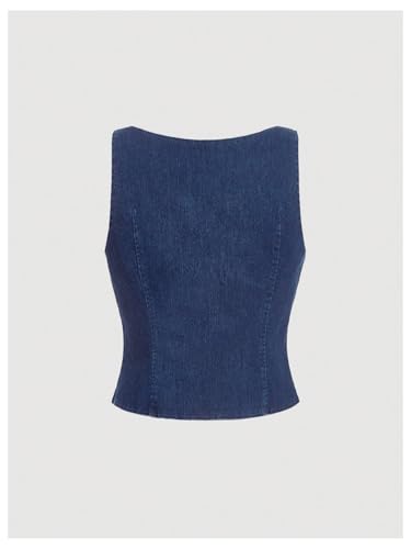 Floerns Women's Y2k Bow Tie Denim Jacket Sleeveless Scoop Neck Crop Jean Vest2