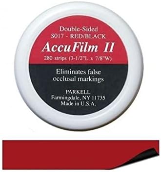Accufilm II Double-Sided Occlusal Marking Film Pre-Cut Strip, 3-1/2" L x 7/8" W, Red/Black (280 Pre-Cut Double-Sided Strips)