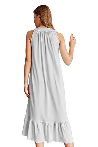 Image of IZZY + TOBY 100% Cotton Nightgowns for Women Soft Ladies Gowns Sleepwear Long Sleeveless Nightgown