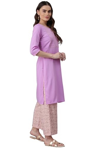 Image of Aurelia Women's Polyester Kurta And Palazzo Set (Straight Palazzo)
