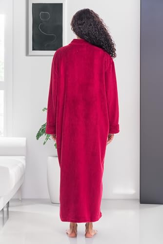 Image of Alexander Del Rossa Long Zip Up Robes, Plush Zipper Robes for Plus Size, Housecoats Zipper Front