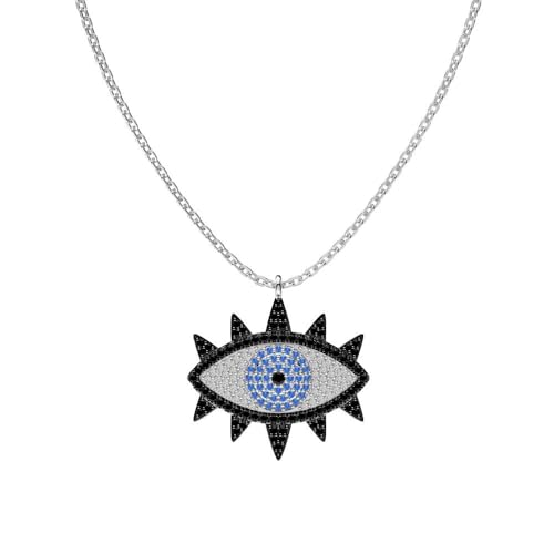 Cadeau anniversaire parfait : collier mauvais œil argent noir mixte