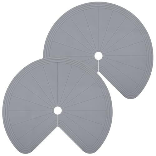 DoubleFill 2 Pack 26 Inch Lazy Susan Shelf Liner Silicone Shelf Liner Non Adhesive Circle Kitchen Liners Non Slip Cabinet Liners for Drawer Refrigerator Cupboard Cabinet Organizers(Gray)
