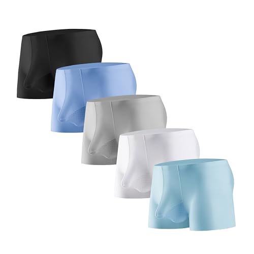 Men's Breathable Mesh Dual Pouch Smooth Underwear Tag-Free Boxer Briefs