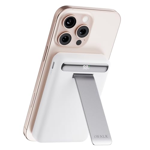 iWALK Qi2 Certificato 15W Power Bank Magnetico Wireless, 10000mAh Caricatore Portatile con Supporto Regolabile & Display LED, Ricarica Rapida per iPhone 16/15/14/13/12 Pro/Pro Max/Plus/Mini