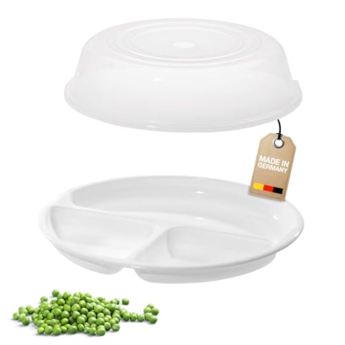 Westmark Mikrowellen-Set, 2tlg., Menüteller und Abdeckhaube, ø je 25 cm, Kunststoff, Weiß/Transparent, 224022E6