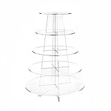 Soporte para pasteles con un diseño atractivo fabricado con acrílico transparente y bordes pulidos.