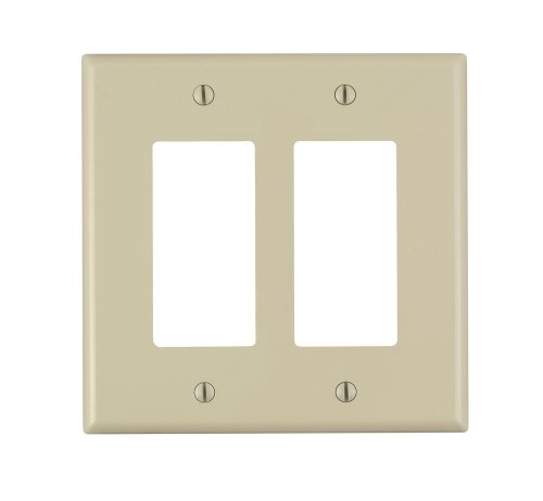 Image of Leviton PJ262-I 2-Gang Decora /GFCI Decora Wallplate, Midway Size, Ivory