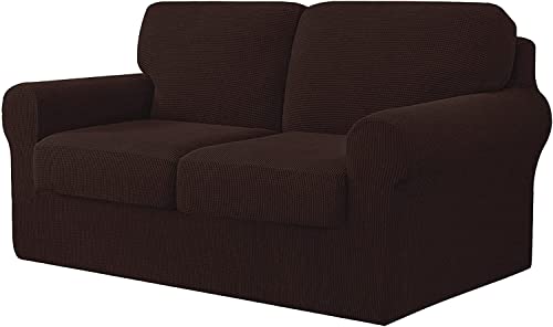 Housse de canapé extensible de qualité supérieure marron foncé 2 places
