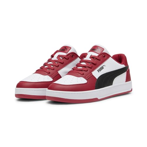 PUMA PUMA Mens Caven 2.0 Sneaker, Club Red Mens White Mens Black, 7.5