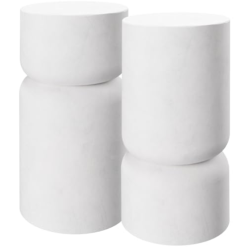 TecTake® Mesas Auxiliares Modernas, Diseño Robusto Curvilíneo, Mesa Redonda Comedor, Resistente a la Intemperie, Salon, Protectores Antideslizantes, Mesa de Sofa - Blanco