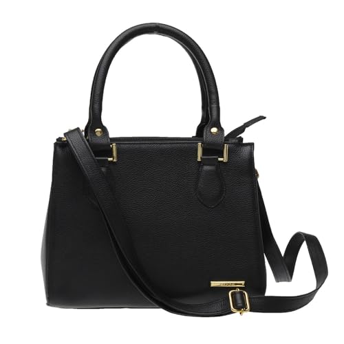 Bolsa Feminina Transversal Tote de Couro Mia Sifra (FLOTER PRETO OURO)