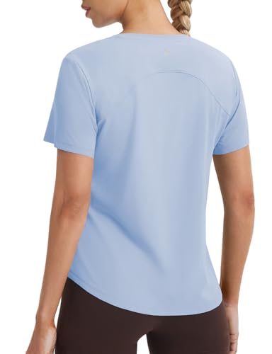 Image of baleaf Women Ice Cooling Running Shirts Quick Dry Short Sleeve Tops | Breathable, Lightweight, Moisture Wicking, Stretchy, Loose Fit, UPF 50+, for Workout, Gym, Athletic, Tennis, Yoga