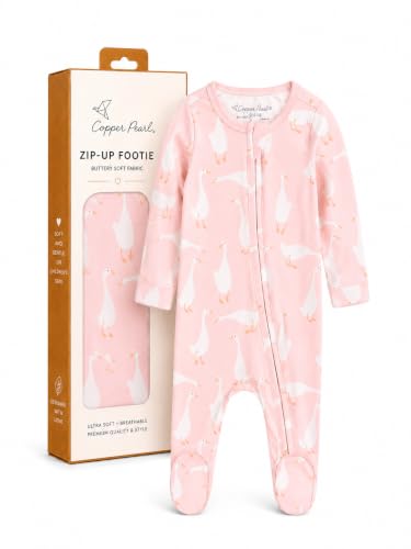 Copper Pearl Zip-Up Footie Baby Pajamas – Soft Newborn Onesies for Boys &amp; Girls, Tag-Free with Two-Way Zipper Baby Sleepers for Newborn - Goosie, 18-24 Months