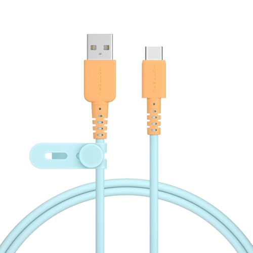 MOTTERU (モッテル) バイカラーケーブル USB-A to USB-C iPhone Air 17 17Pro 16 15 Androidスマートフォン各種 しなやか 絡まない データ転送 ケーブルバンド付 1m オレンジソーダ MOT-BCECAC100-OS