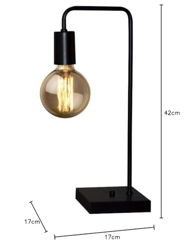 Abajur Luminaria De Mesa - Estilo Retrô Ideal para escritório, home office, sala, quarto (Preto)