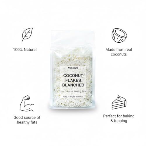Image of Minimal Dried Natural Unsweetened Coconut Flakes - 1kg | Fresh & Crunchy | Ideal for Baking, Cooking, and Snacking