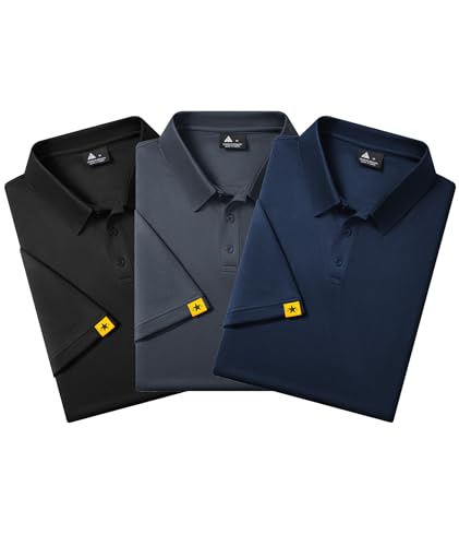 3 Pack Polo Shirts for Men Short Sleeve Moisture-Wicking Golf Shirts Athletic Casual Collared T-Shirt2