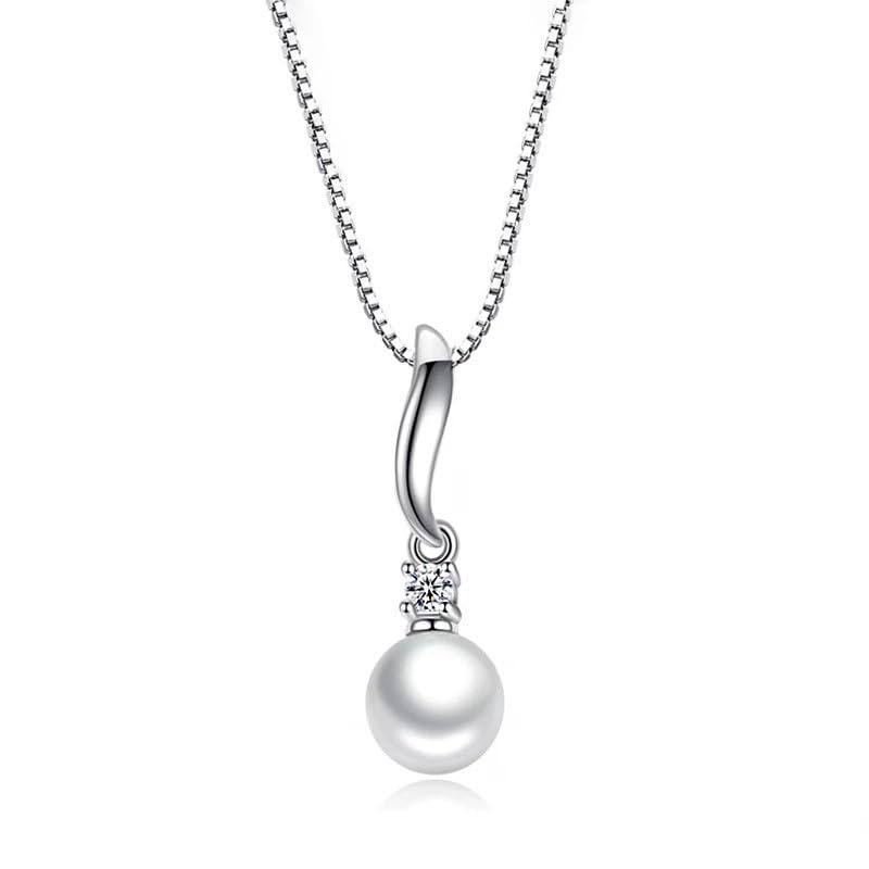 Womens Silver Plated Pearl Drop Zirconia Pendant Necklace, Pearl Pendant With Box Chain, Elegant Collarbone Necklace Jewellery, Trendy Pendant For Women, Dainty Chain Necklace With Pendant(Silver) (B0CWZYNB4J) Amazon Price History, Amazon Price Tracker