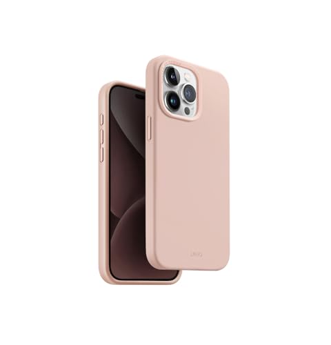UNIQ Lino Hue Coque de téléphone compatible avec iPhone 15 Pro Max, charge magnétique MagClick compatible (rose)