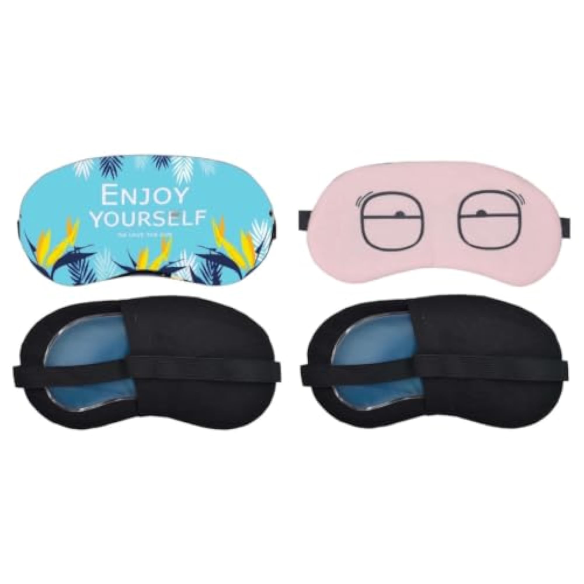 Sleeping Eye Mask Combo Pack of 2, Enjoy Your Day & Pink Glasses