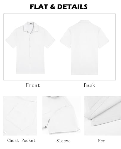 Image of COOFANDY Men's Button Down Shirts Short Sleeve Casual Shirts Summer Beach Linen Shirts with Pocket
