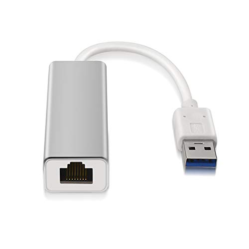 AISENS A106-0049 - Conversor Adaptador de Red RJ45 a USB 3 (15 cm, 10/100/1000 Mbps para PC y Portátiles) Color Plata