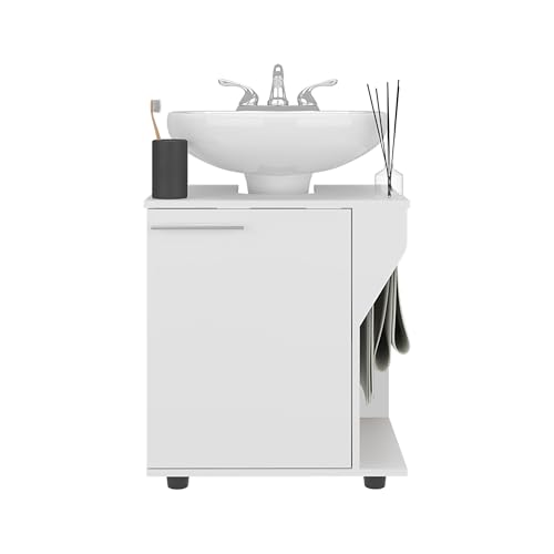 Gabinete de almacenamiento bajo fregadero Geelife, diseño compacto, con dos estantes para organizar artículos de baño, blanco, tablero de partículas, 16.3 in L x 22 in An x 24.4 in Al miniatura 6