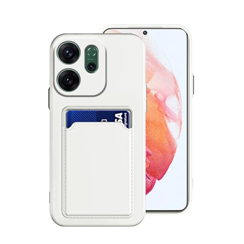 Anlalish Compatible with Oppo Reno 15 Pro Case with Card Holder, Phone Case for Oppo Reno 15 Pro Silicone TPU Shockproof Protective Cases for Women/Men (White)