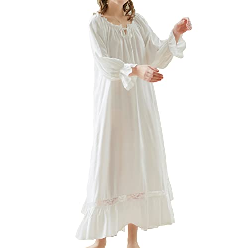 Women's Victorian Nightgown Long Sleeve Nightgowns Vintage Autumn Night Shirt