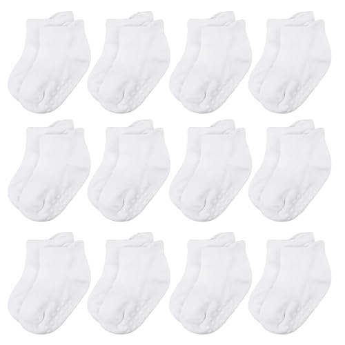 Image of jealkip Baby and Toddler Socks,Soft Cotton Non-Slip Ankle Socks for New Born,Boys and Girls