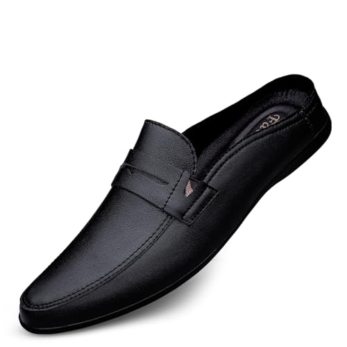 Casual Men's Dress Slip-on Mule Sandals Loafer Shoes, Leather Slippers Formal Party Backless Sandals for Men