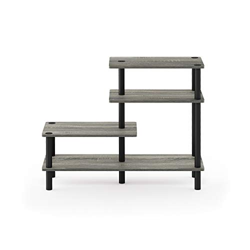 Furinno Turn-N-Tube 3-Tier Side Display Rack, French Oak Grey/Black - image 6