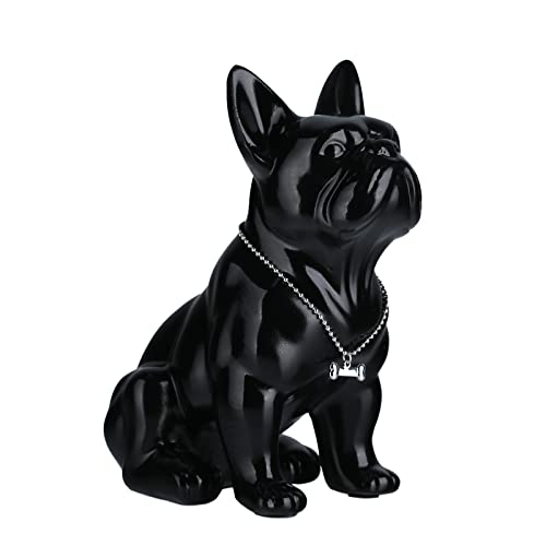 SHENGTIAN Statua Bulldog Francese - Scultura Moderna in Resina Con Collana Argentata, Statuetta Decorativa Per Soggiorno, Ufficio, Camera Da Letto E Corridoio