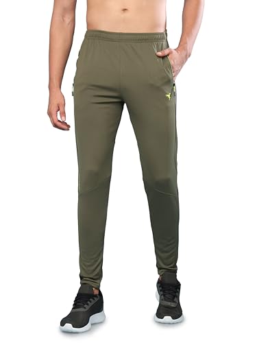 Image of TECHNOSPORT Mens Polyester Slim Fit Activewear Track Pant with SPF50+ for Running, Workout Wear Antimicrobial & Quick Dry