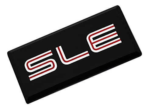 Image of SSDD 2 Pack SLE Side Cab Emblems 3D NamePlate Badge Logo Replacement for GMC Suburban Sierra Yukon Savanna (Chrome /Red) (CH-SLE)