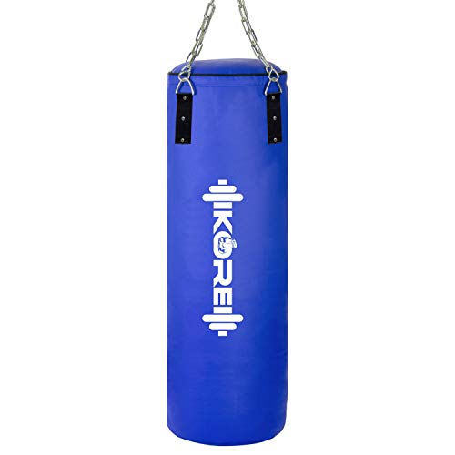 Image of KORE Phantom 2 Feet Filled Heavy Blue Punching Bag SRF Material Boxing MMA Sparring Punching Training Kickboxing Muay Thai with Rust Proof Stainless Steel Hanging Chain