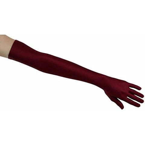 Greatlookz Fashion Matte Satin Opera Length Gloves, Burgundy Cover